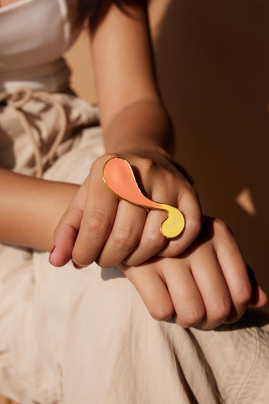 Yellow & Peach Swirl Ring