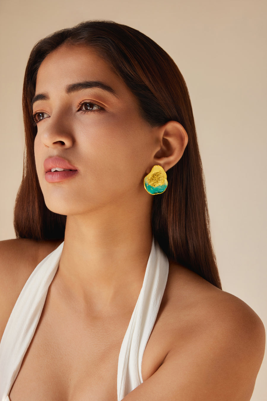 Golden Oasis Studs - Yellow & Turquoise