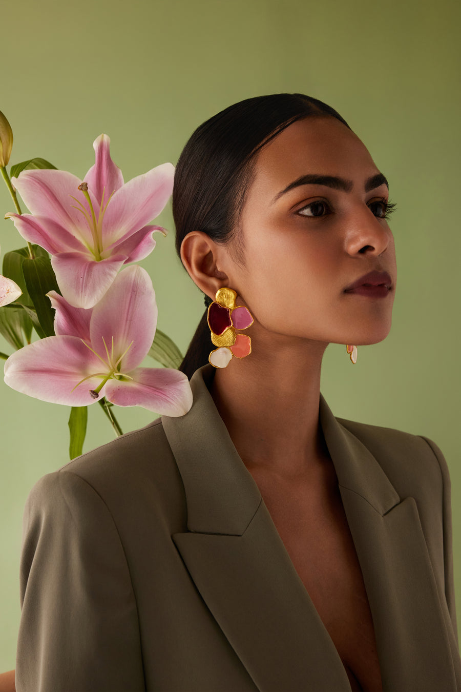 Pink Petal Mosaic Earrings