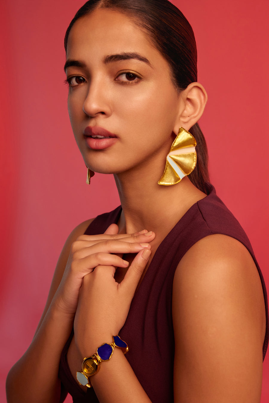 Blue & White Fold Earrings