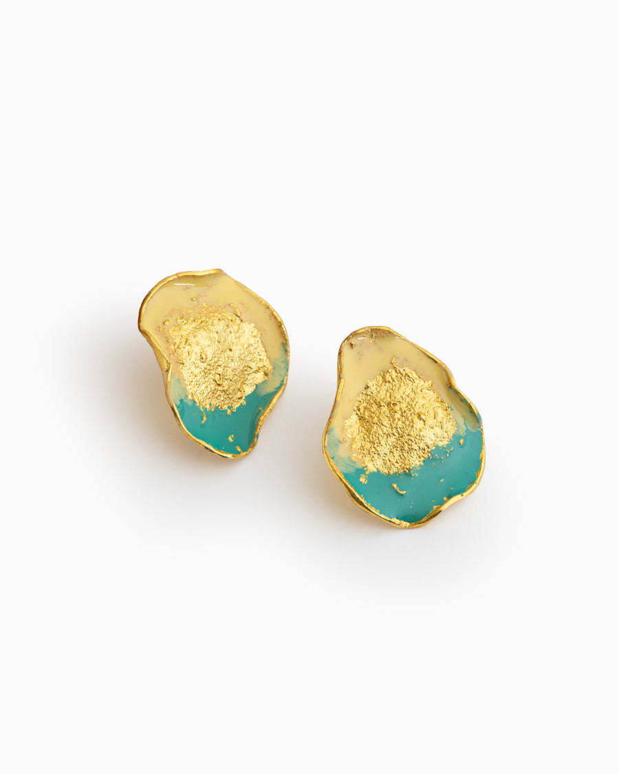 Golden Oasis Studs - Yellow & Turquoise