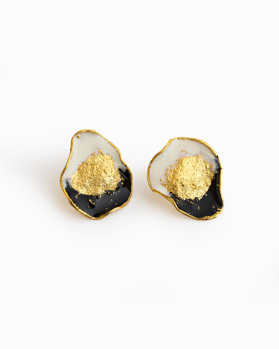 Golden Oasis Studs - Black & White