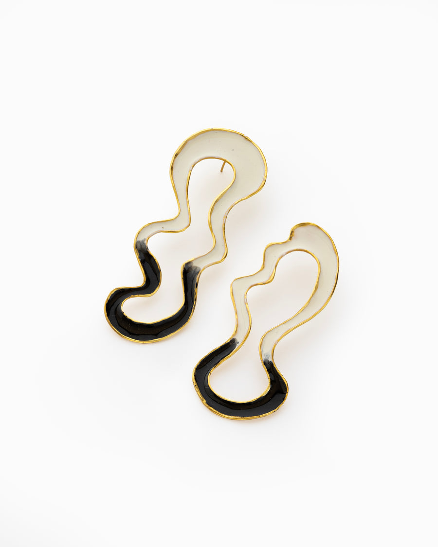 Ombre River Earrings - White & Black