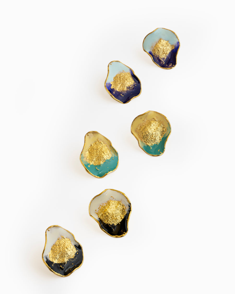 Golden Oasis Studs - Black & White