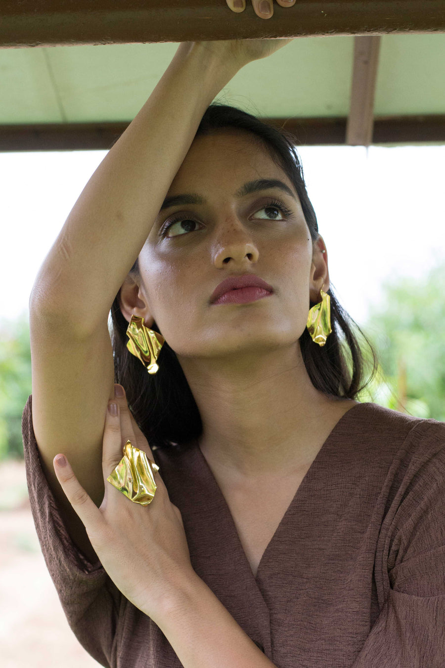 Crumpled Square Earrings