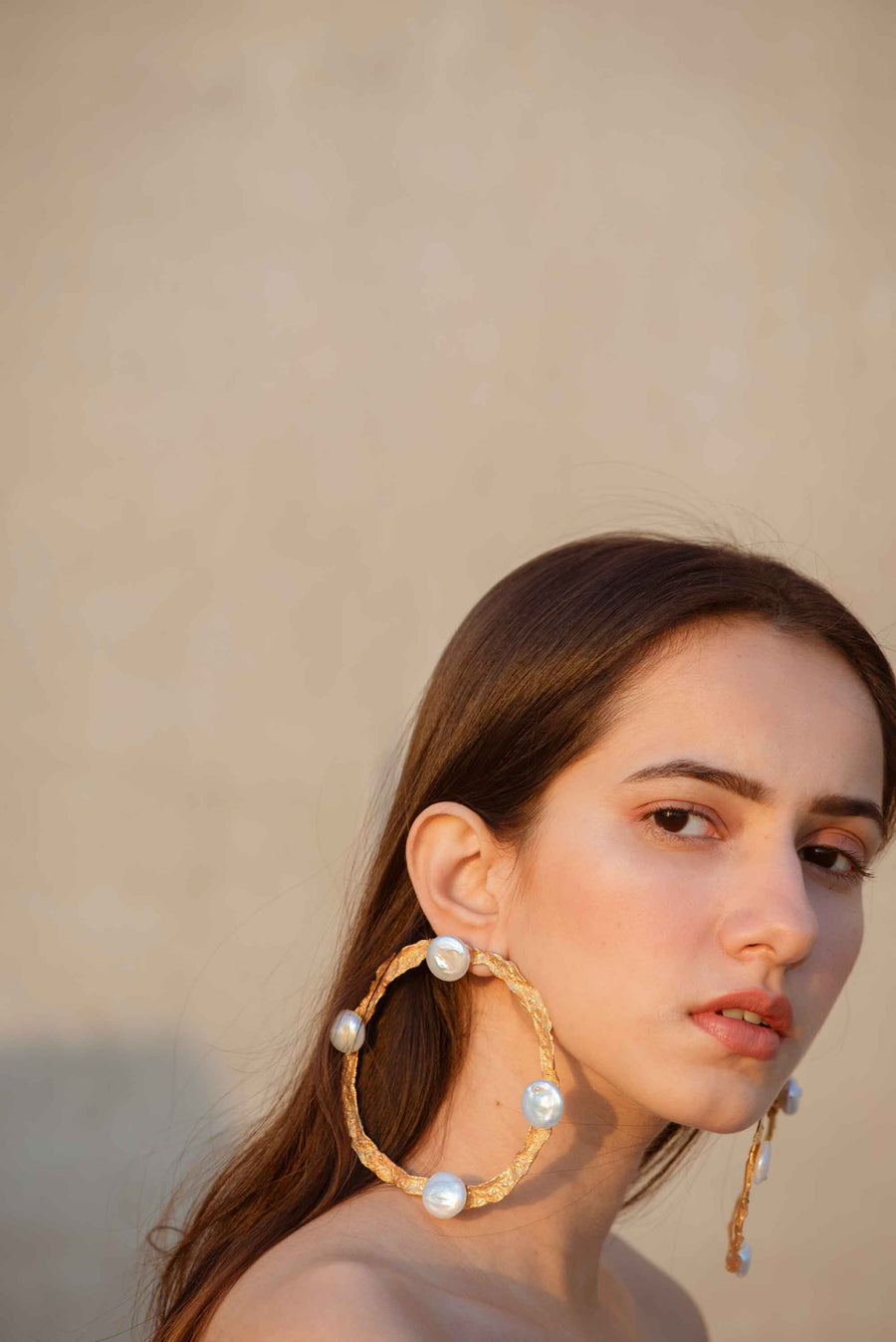 Textured Hoops with Pearls